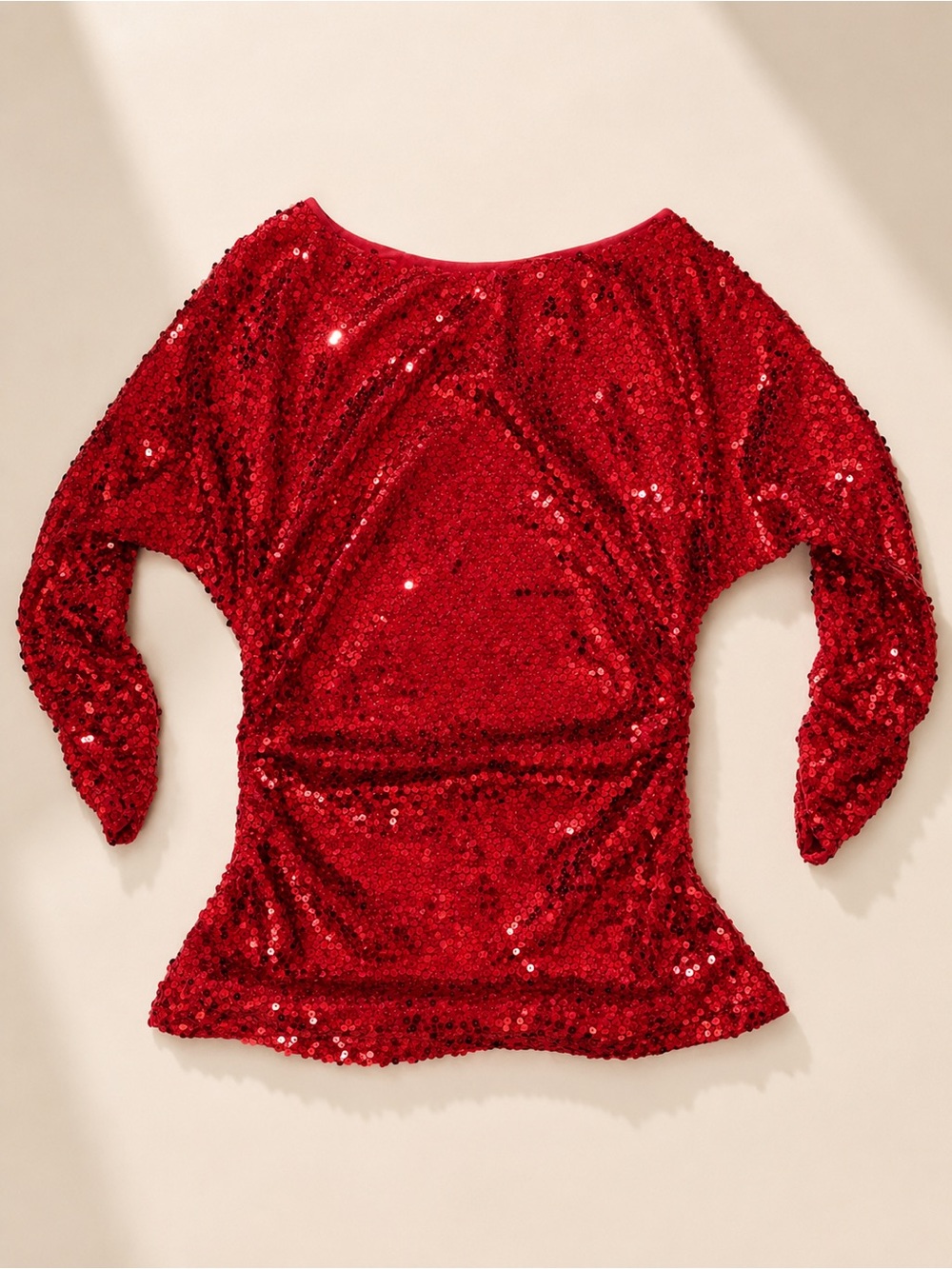 Boston Proper Red Sequin Boatneck Tunic Top - Picture 2 of 6